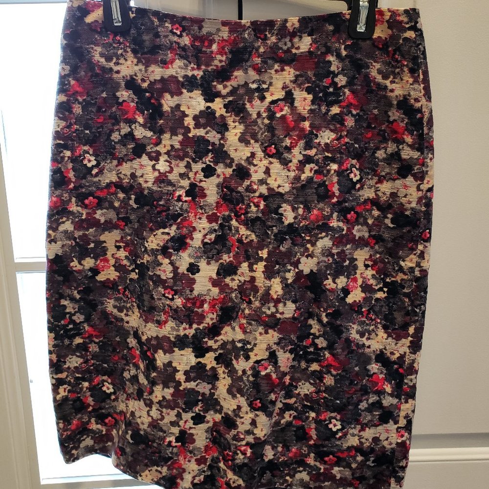 Talbots Navy, Pink & Cream Floral Skirt - Size 6